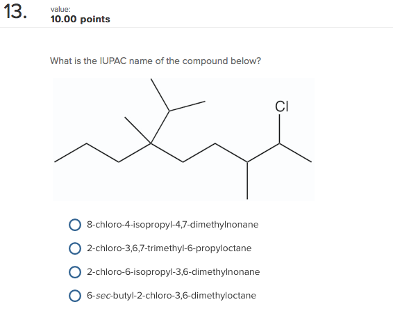 Solved What Is The Iupac Name Of The Compound Below 8 Ch Chegg Com