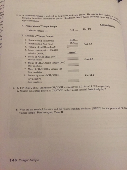 Experiment 10 Prelaboratory Assignment Vinegar Chegg 