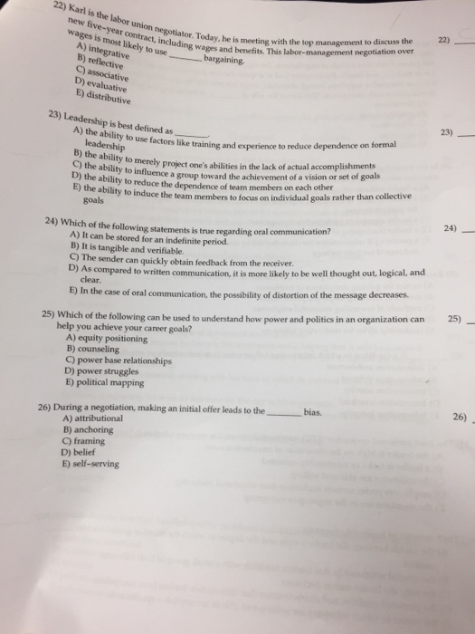 Solved Karl Is The Labor Union Negotiator. Today He Is | Chegg.com