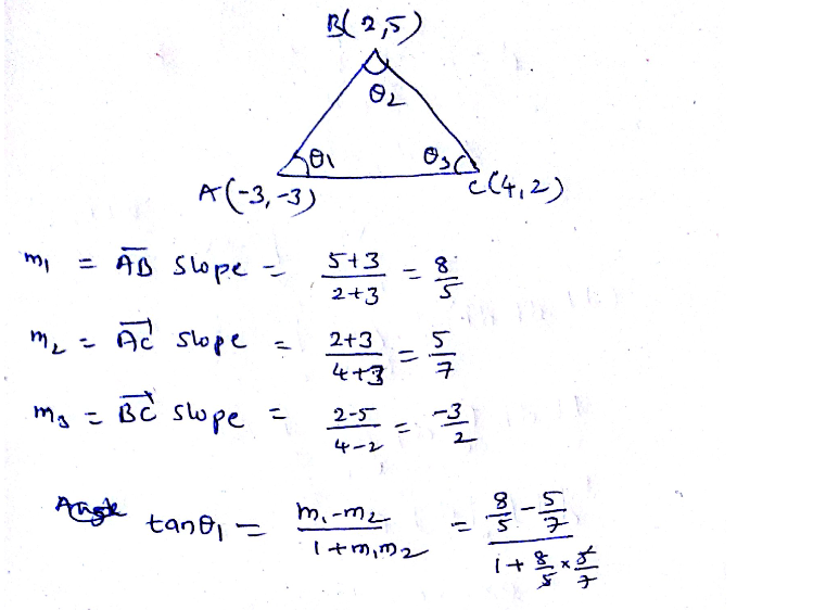 Solved Find The Interior Angles Of The Triangle Whose Ver
