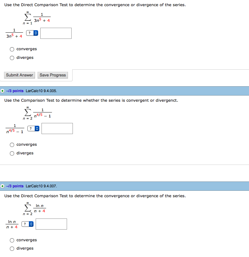 Solved Use The Direct Comparison Test To Determine The Chegg Com