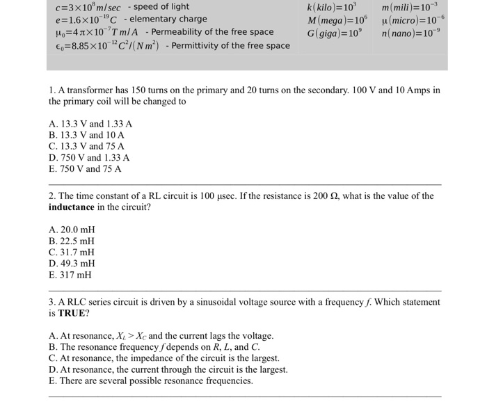 Solved C 3x108 M Sec Speed Of Light E 1 6 10 19c Elemen Chegg Com