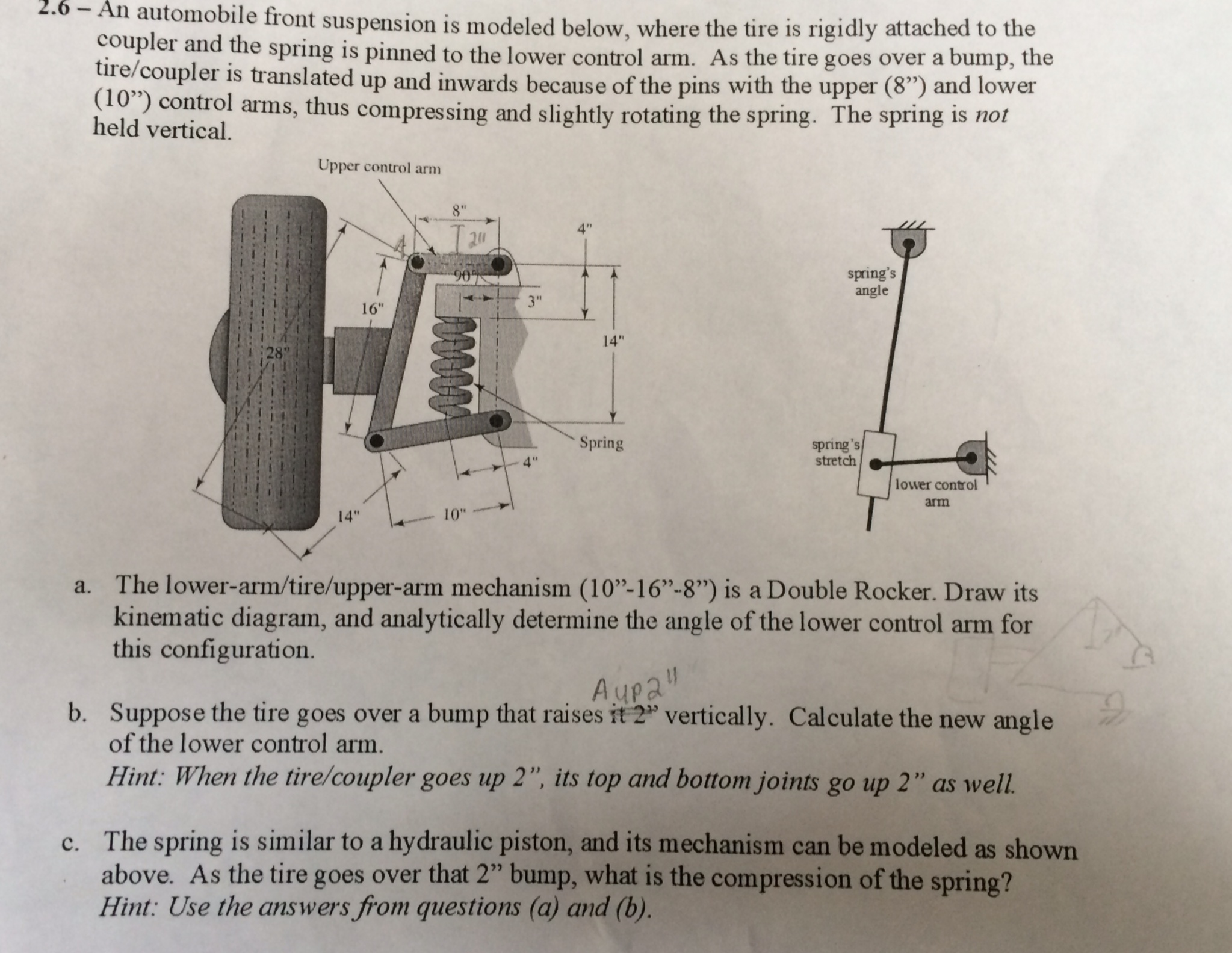 2 6 An Automobile Front Suspension Is Modeled Chegg Com