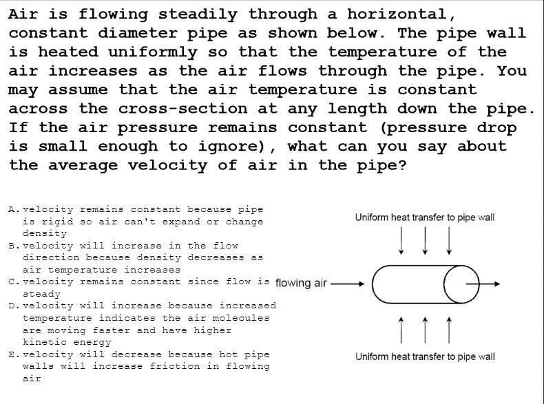 Solved Air Is Flowing Steadily Through A Horizontal Cons Chegg Com