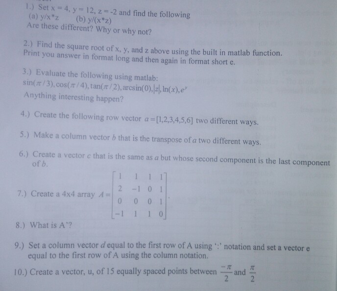 I Set X 4 Y 12 Z 2 And Find The Following A Chegg Com