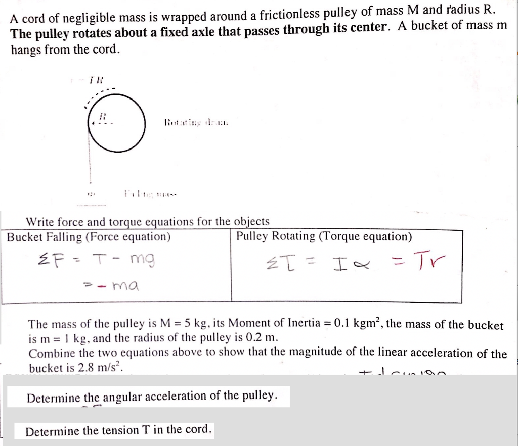 A Cord Of Negligible Mass Is Wrapped Around A Chegg 