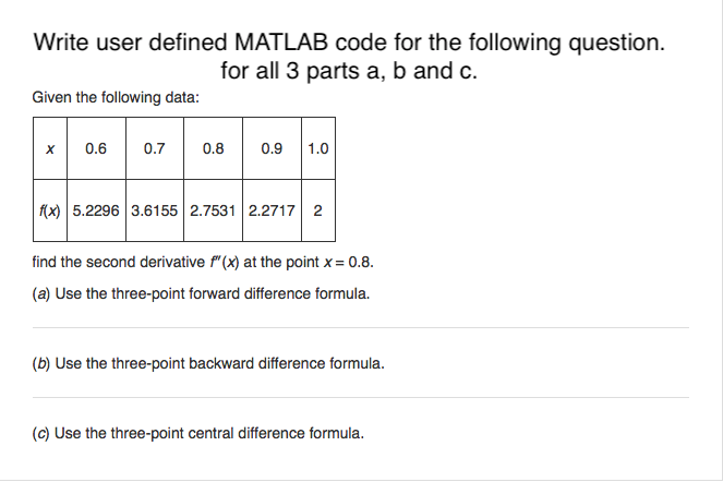 Solved Write User Defined Matlab Code For The Following Q Chegg Com