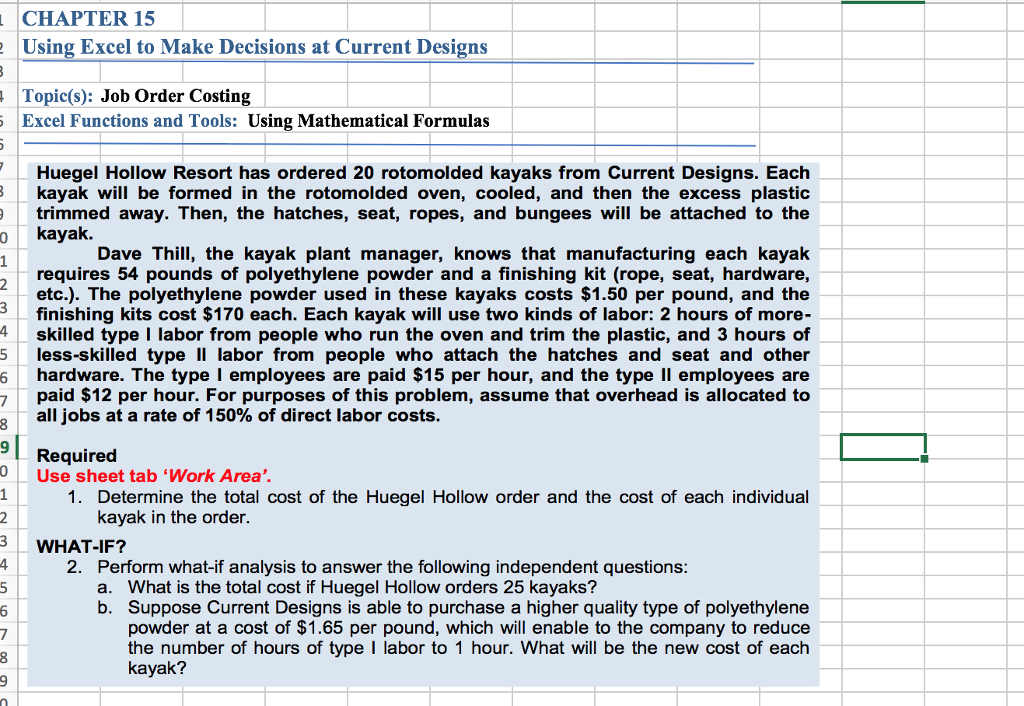 Solved: CHAPTER 15 Using Excel To Make Decisions At Curren 