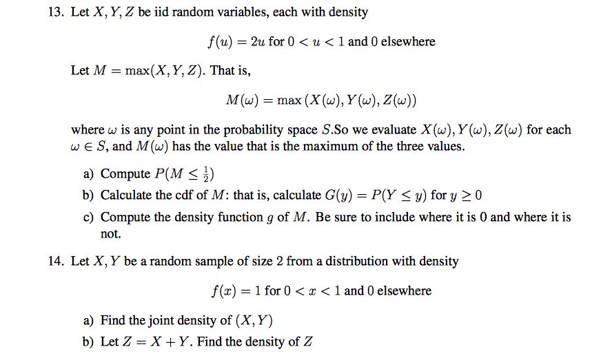 Solved Let X Y Z Be Iid Random Variables Each With Den Chegg Com