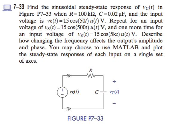 Solved 7 33 Find The Sinusoidal Steady State Response Of Chegg Com