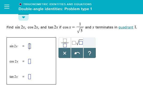 Solved O Trigonometric Identities And Equations Double An Chegg Com