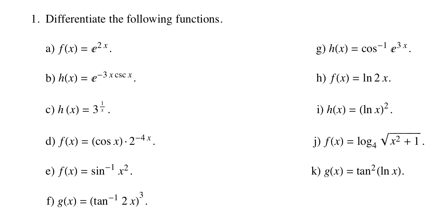 of e^x^2 properties 1. The Following Solved: Functions. F(x A) Differentiate