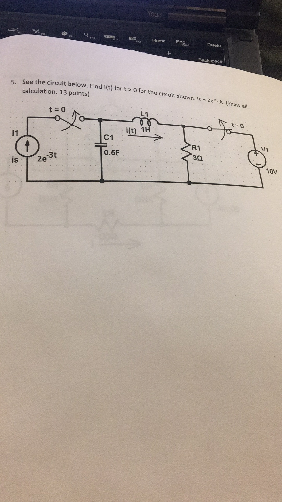 Solved See The Circuit Below Find I T For T 0 For The