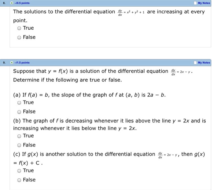 The Solutions To The Differential Equation Dy Dx Chegg Com