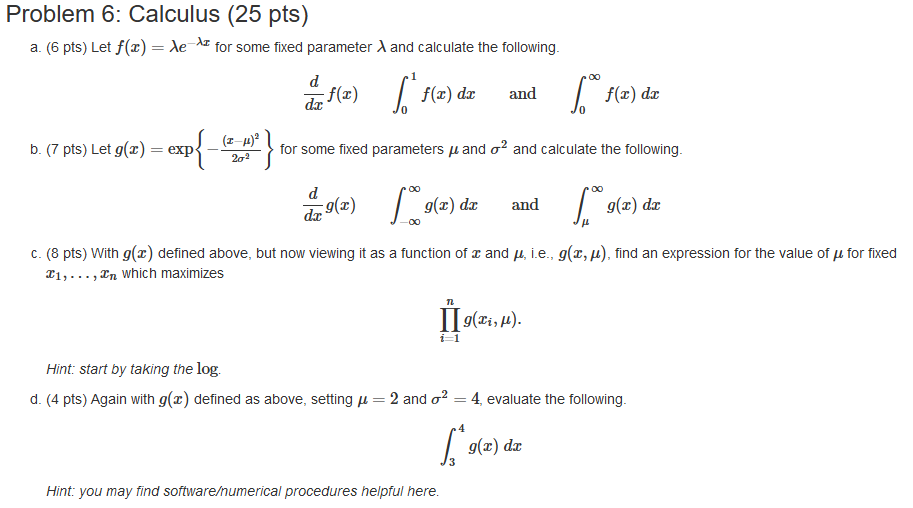 Solved Problem 6 Calculus 25 Pts A 6 Pts Let F X A Chegg Com