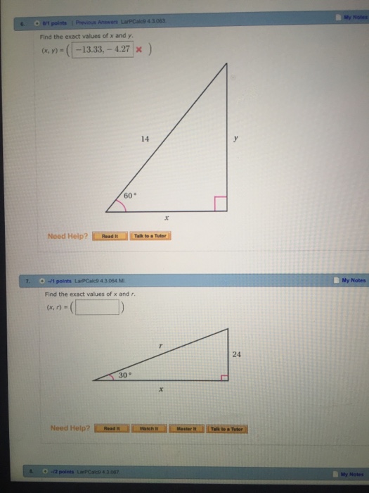 Solved Find The Exact Values Of X And Y X Y 1 13 33 Chegg Com