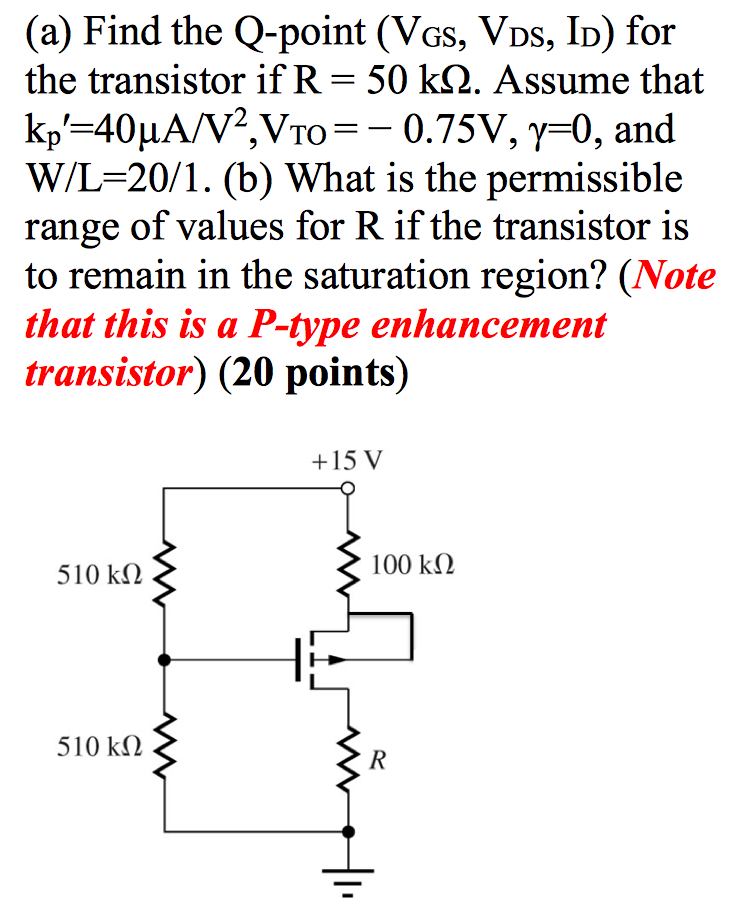 Solved Find The Q Point V Gs V Ds I D For The Transistor Chegg Com