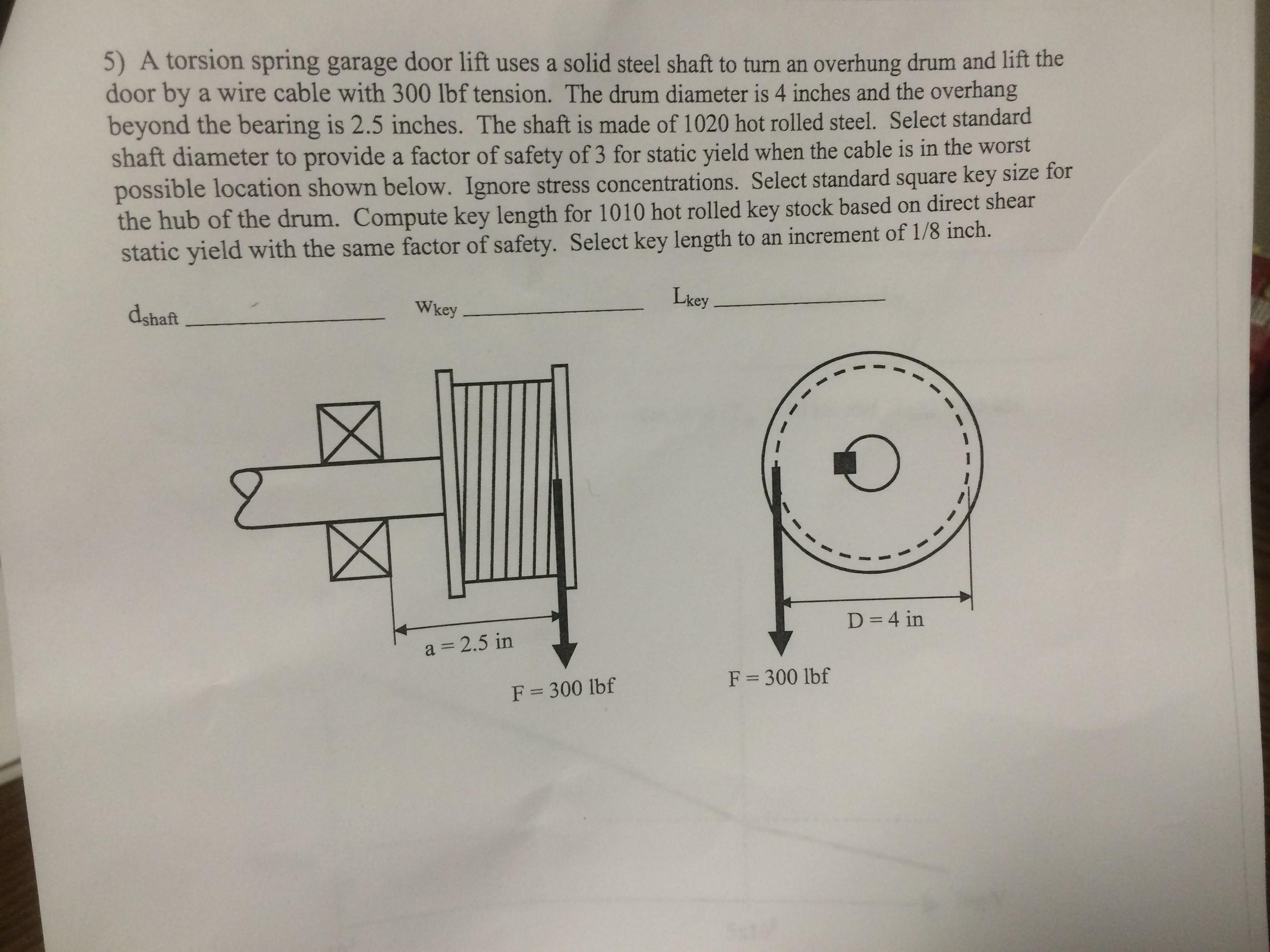 Solved 5 A Torsion Spring Garage Door Lift Uses A Solid