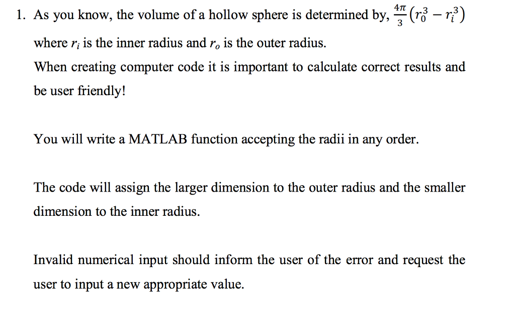 how to find the volume of a hollow sphere