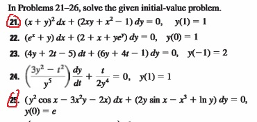 Solved In Problems 21 26 Solve The Given Initial Value Chegg Com