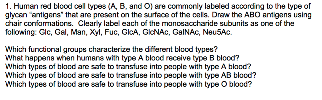 Solved 1 Human Red Blood Cell Types A B And O Are Co