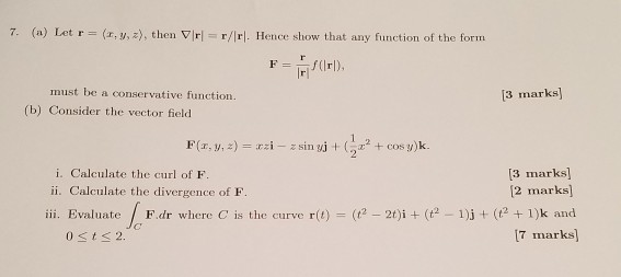 Solved A Let R X Y Z Then Nabla R R R Henc Chegg Com