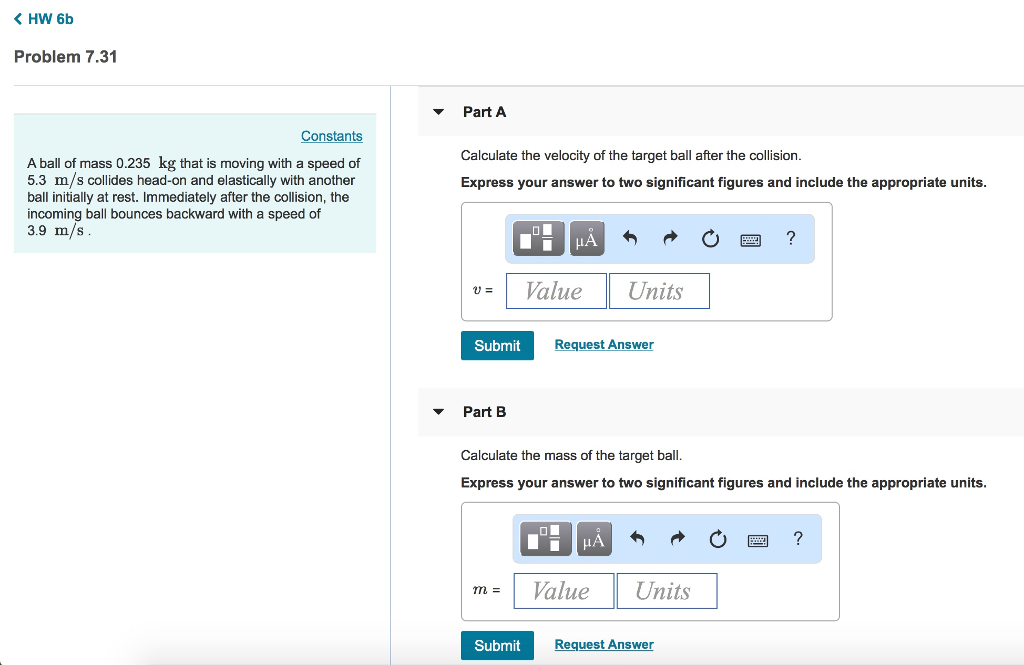 Problem 7 31 Part A Onstants Calculate The Velocity Chegg 
