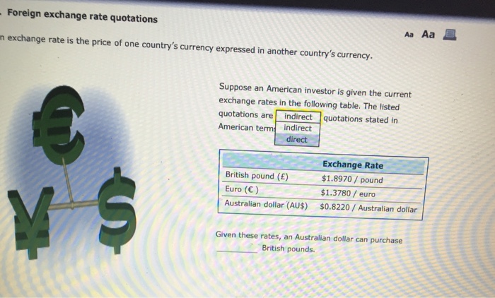 Solved Foreign Exchange Rate Quotations Aa Aa N Exchange - 