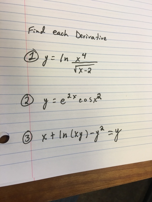 Solved Find Each Derivative Y Ln X 4 Squareroot X 2 Y Chegg Com
