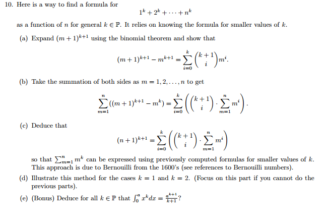 Solved Here Is A Way To Find A Formula For 1 K 2 K Chegg Com