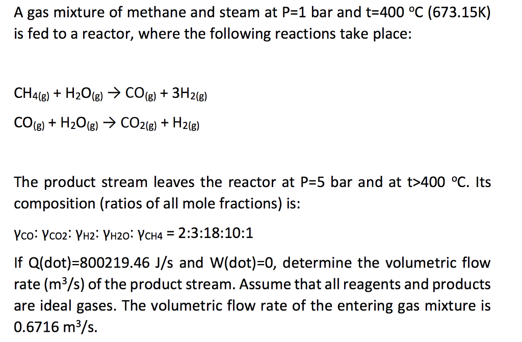 A Gas Mixture Of Methane And Steam At P 1 Bar And Chegg Com