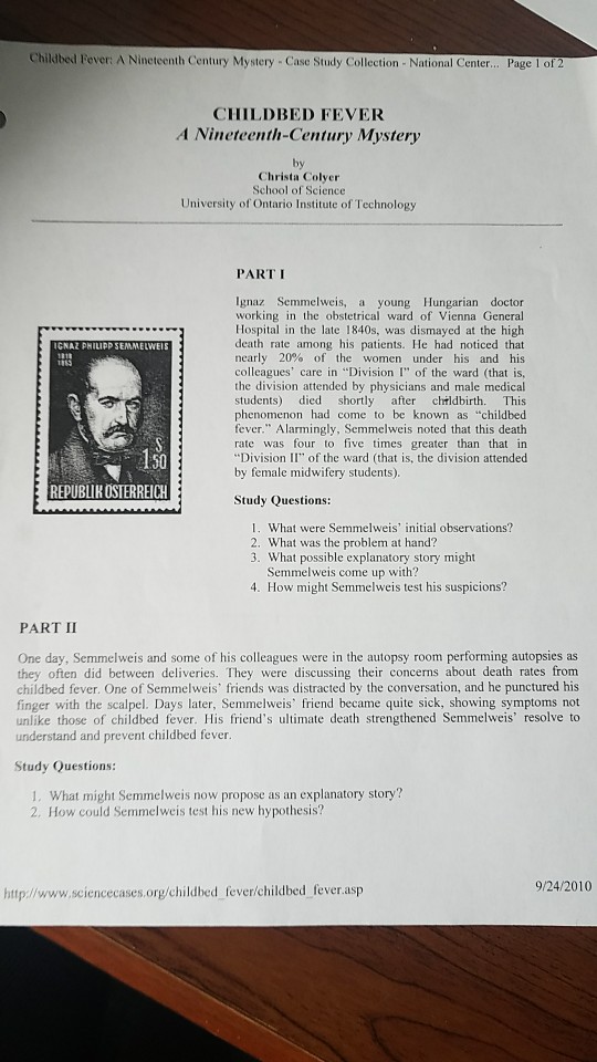 Childbed fever case study answers picture