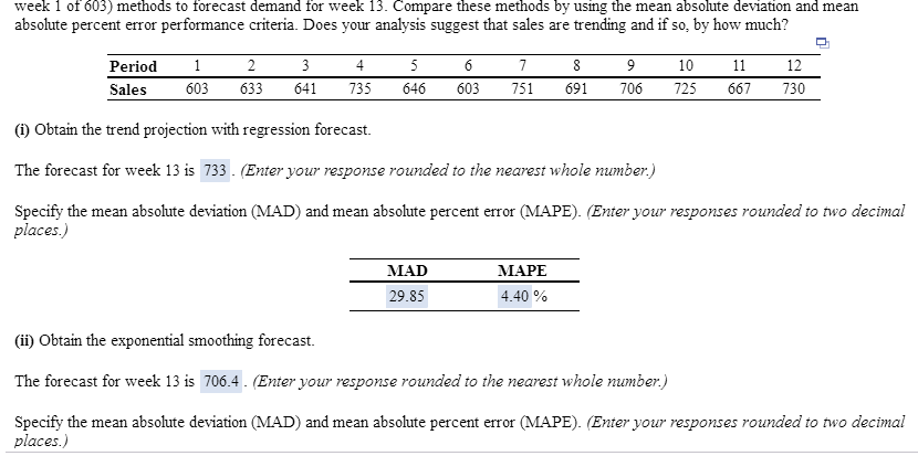 Solved Specify The Mean Absolute Deviation Mad And The Chegg Com