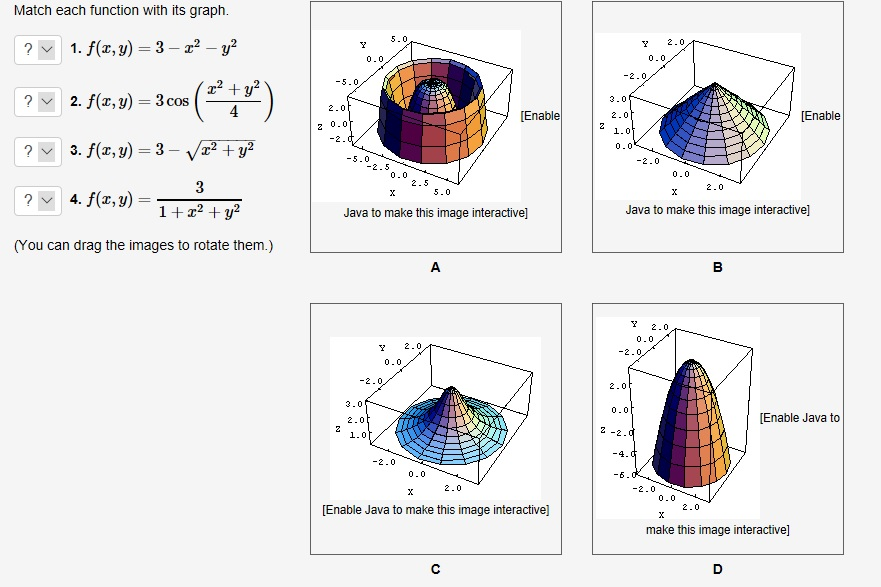 Match Each Function With Its Graph 1 F X Y Chegg Com