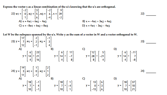 Solved Express The Vector X As A Linear Combination Of Th Chegg Com