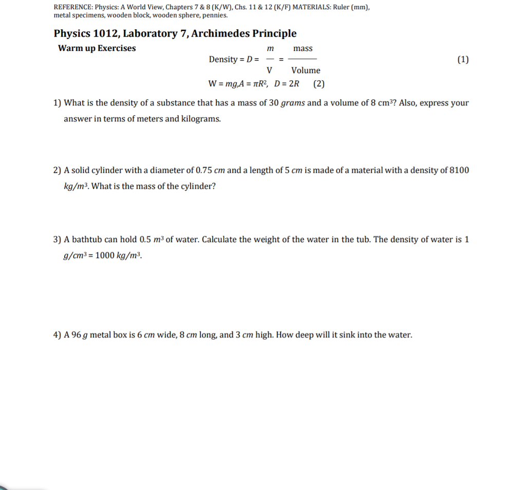 Solved Reference Physics A World View Chapters 7 8 Chegg Com