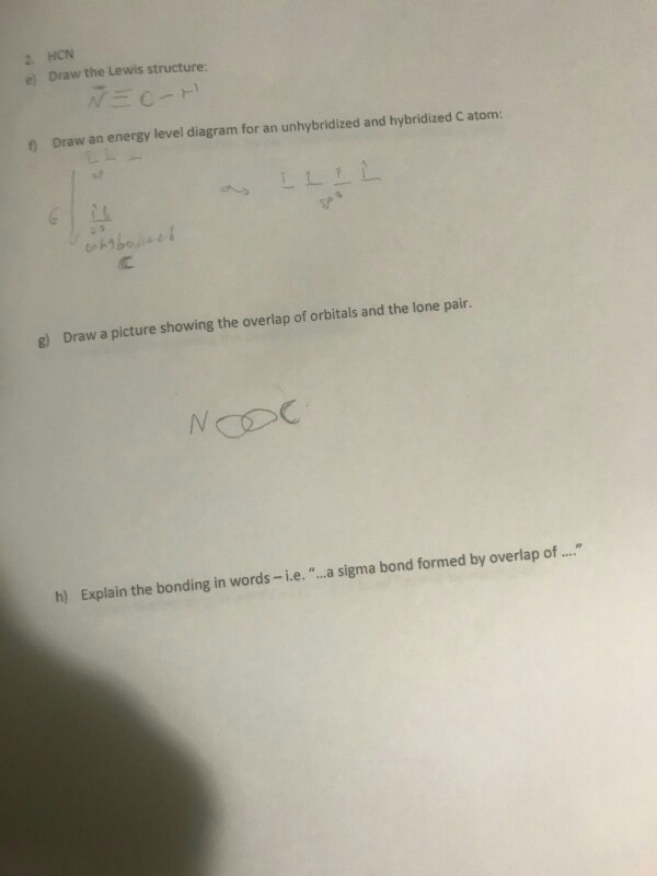 An Draw E) Lewis Energy The Structure: HCN ... S Solved: Draw