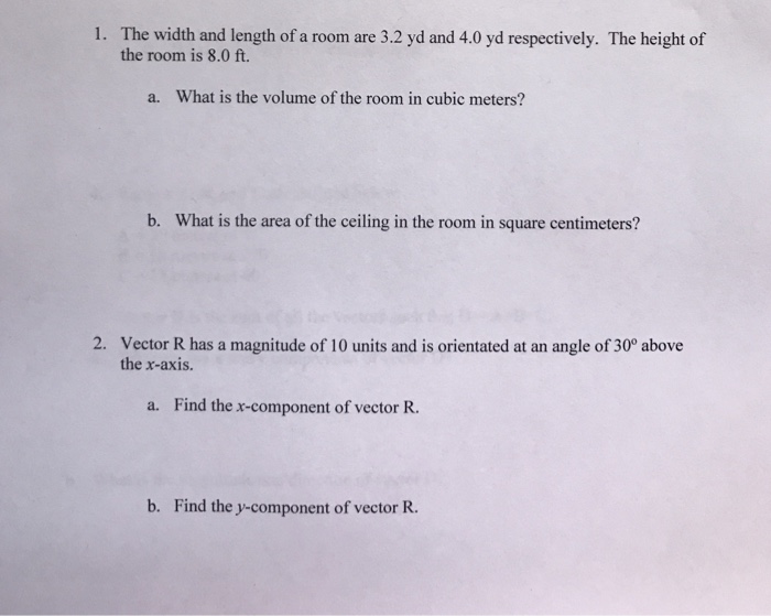 Solved The Width And Length Of A Room Are 3 2 Yd And 4 0