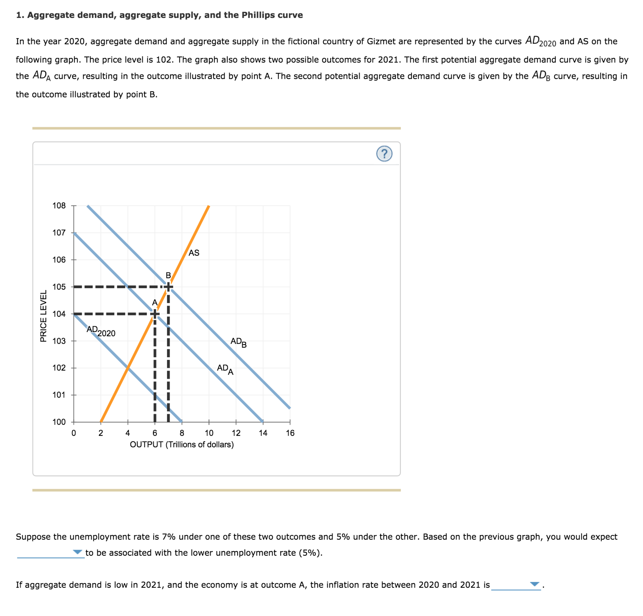 Solved Aggregate Demand Aggregate Supply And The Phillips Chegg Com