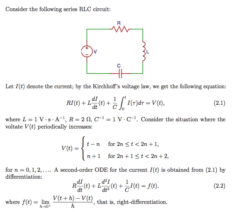 Solved Consider The Following Series Rlc Circuit Let I T Chegg Com