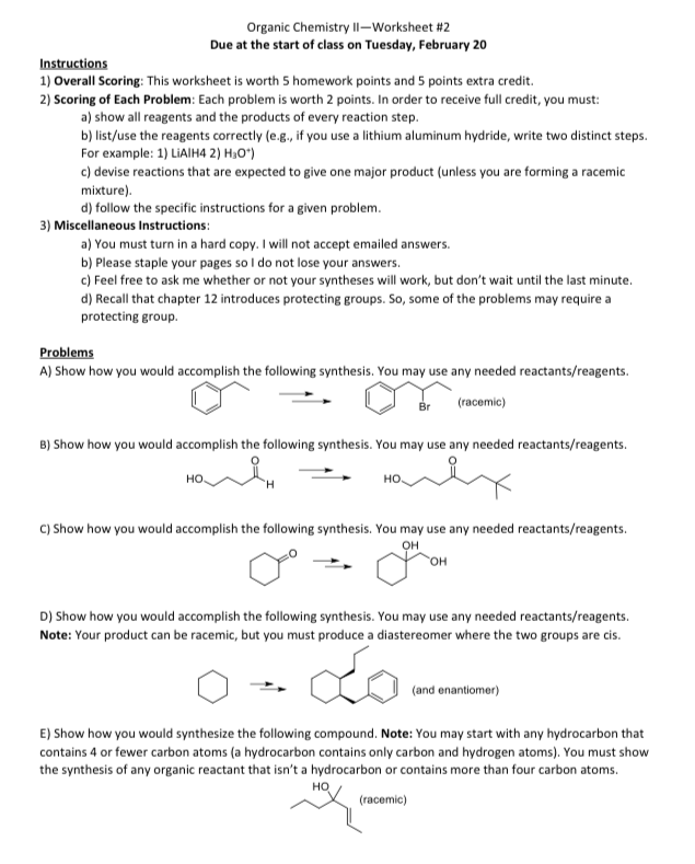 the complete organic chemistry worksheet