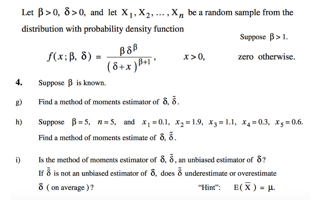 Solved Let Beta 0 Delta 0 And Let X 1 X 2 X Chegg Com