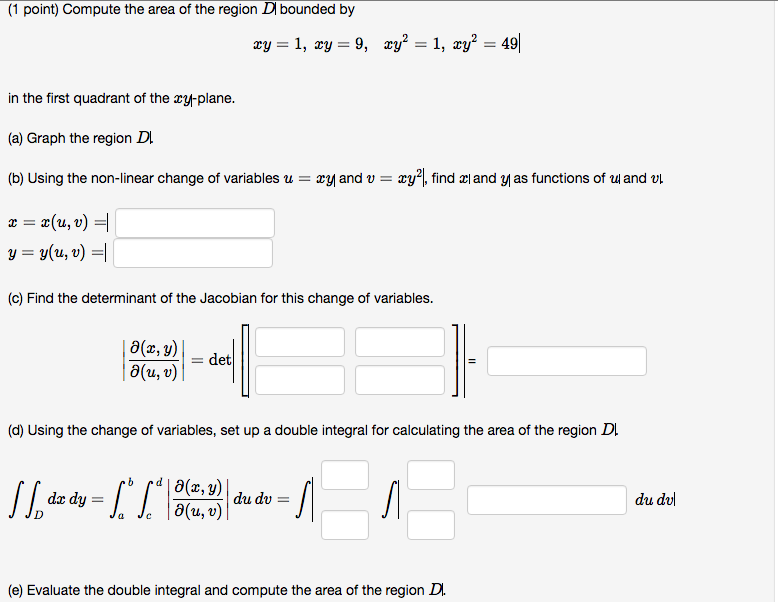 Compute The Area Of The Region Bounded By Xy 1 Xy Chegg Com