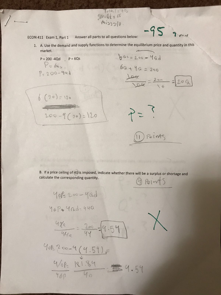 1, Parts Exam ... Part Answer Qu All ECON Solved: All 411 1 To