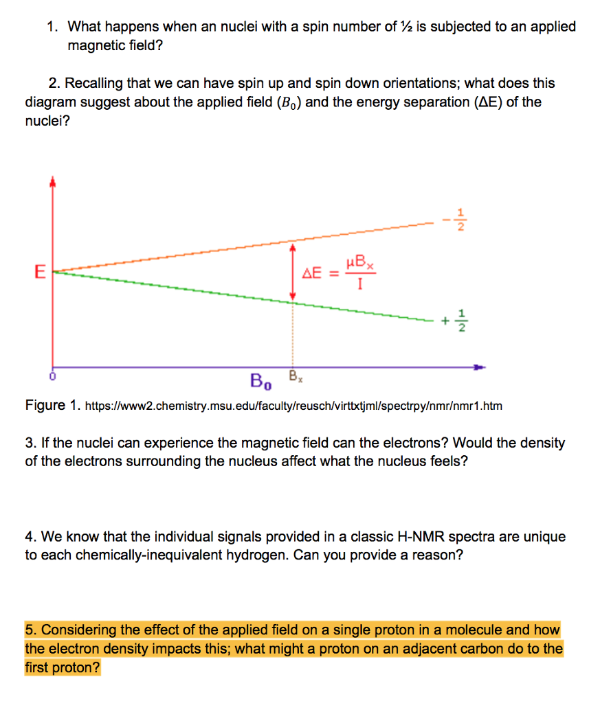 Solved 1 What Happens When An Nuclei With A Spin Number Chegg Com