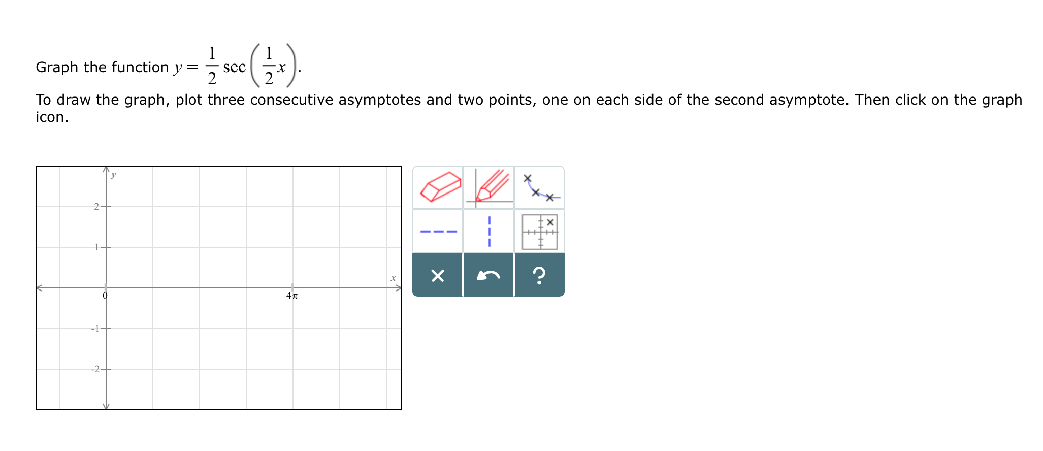 Solved Graph The Function Y 1 2 Sec 1 2x To Draw The Chegg Com