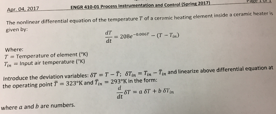 The nonlinear differential equation of the | Chegg.com