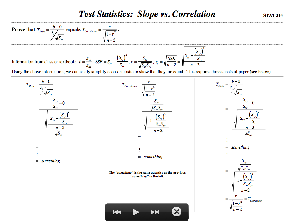 Test Statistics Slope Vs Correlation Prove That Chegg Com