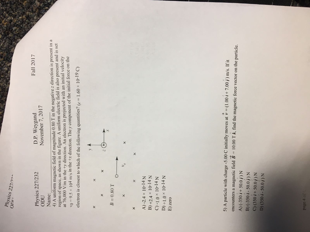 Solved 01)res 227/7% Fall 2017 Physics 227/232 ODU Name D.P.