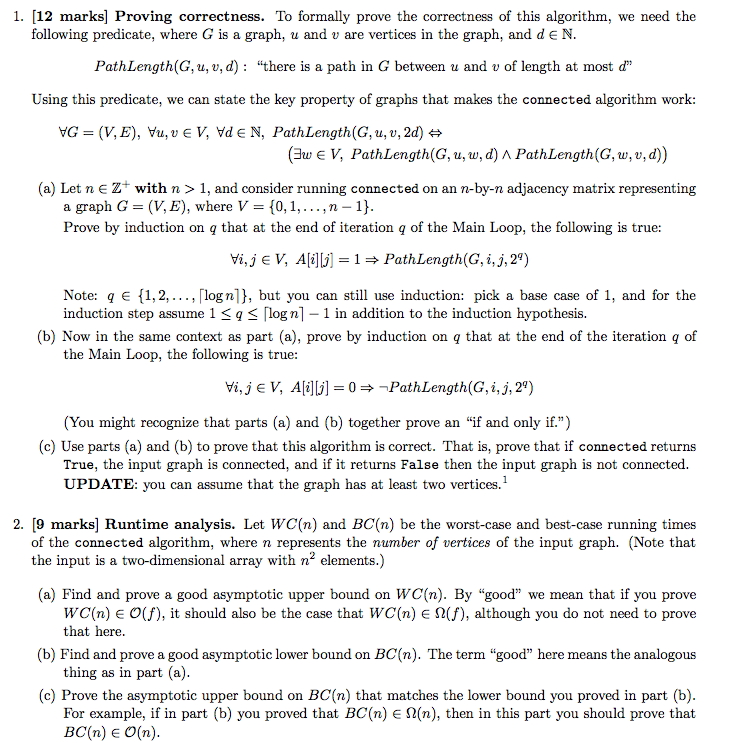 Solved Update In The Original Version Of The Algorithm The Chegg Com